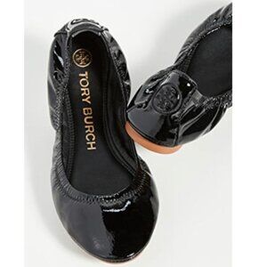 TORY BURCH Eddie Black Patent Leather Ballet Flats